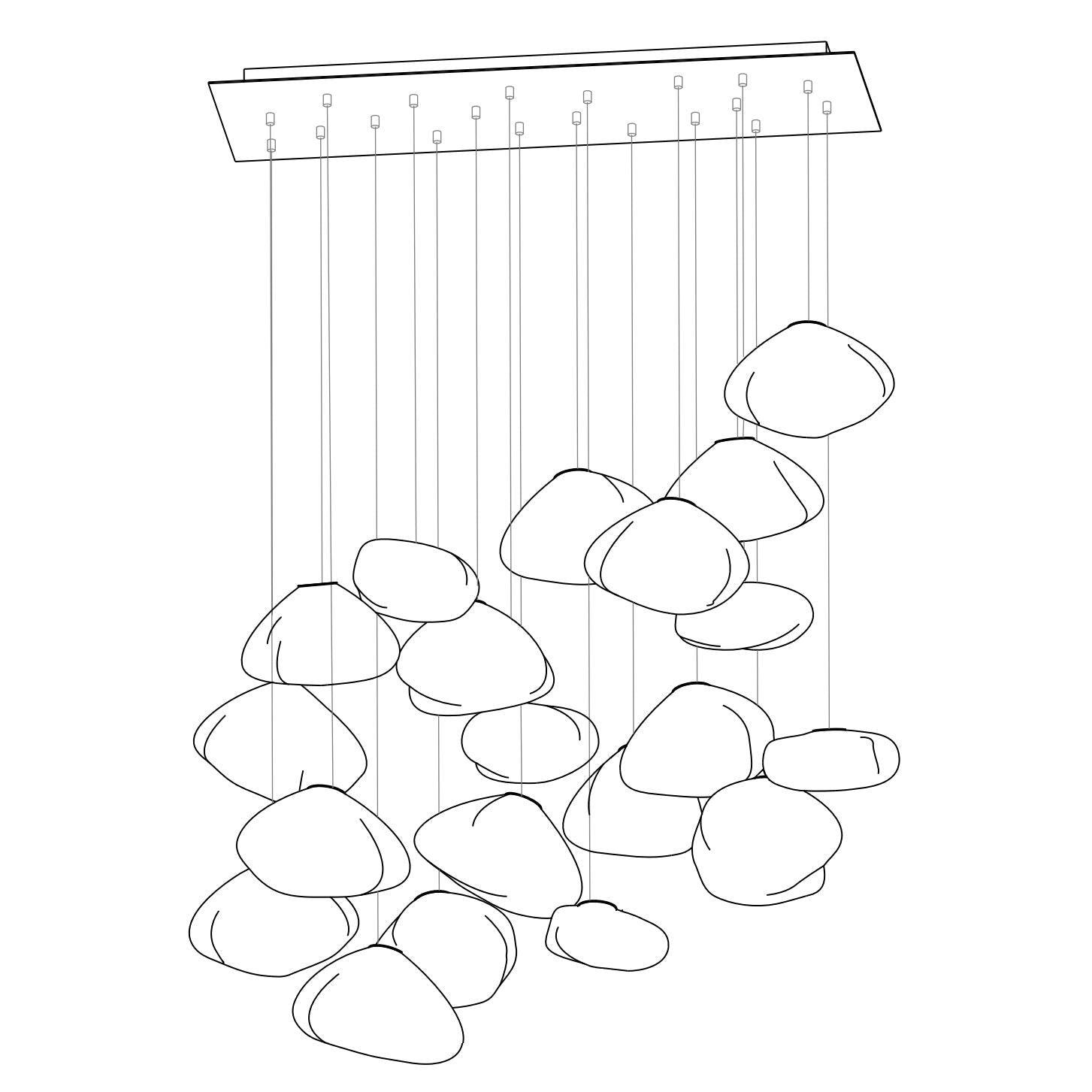 Organic Blown Glass Multi Head Pendant Light for Modern Entryway and Dining Spaces