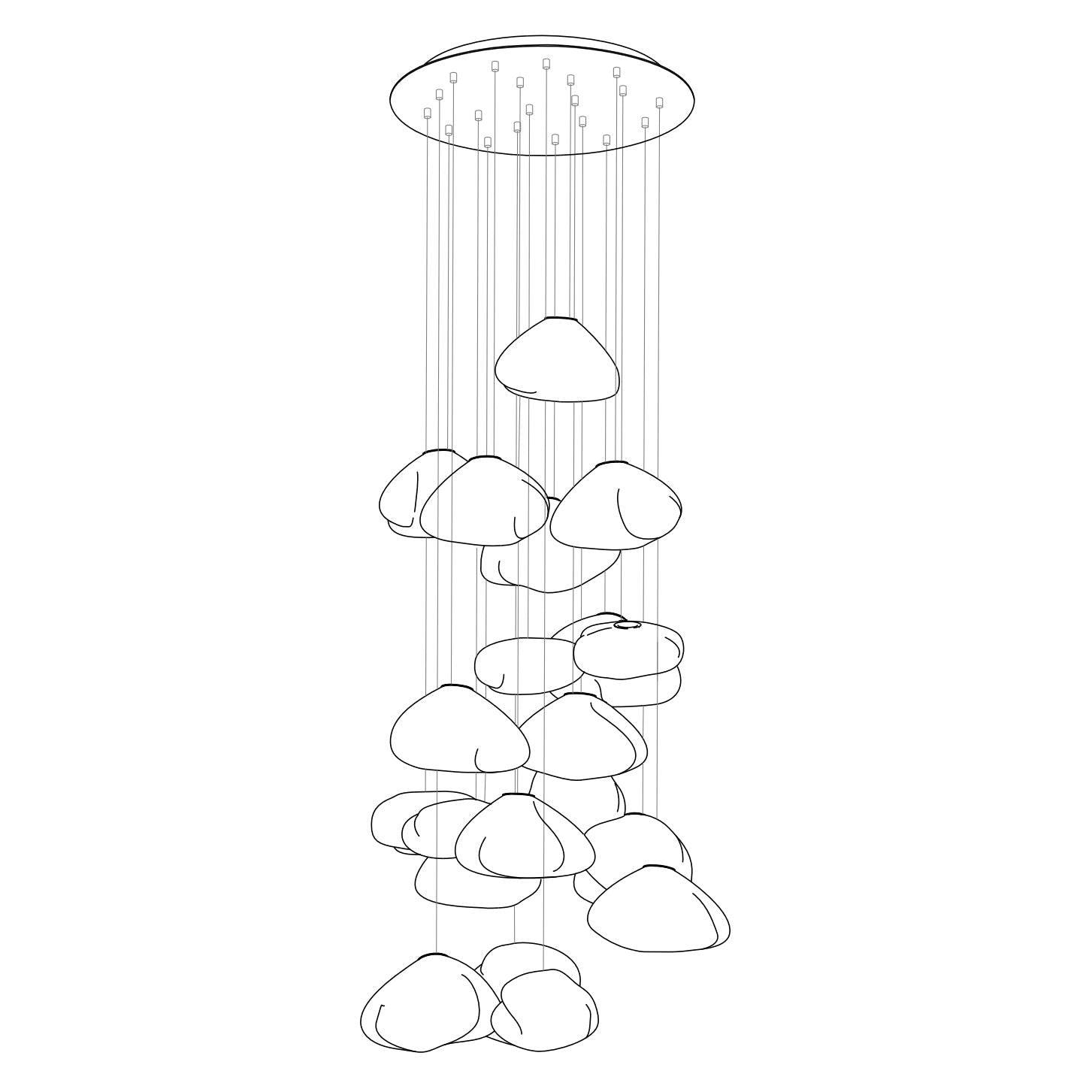 Organic Blown Glass Multi Head Pendant Light for Modern Entryway and Dining Spaces