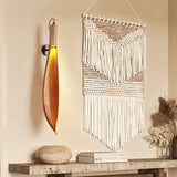 Organic Natural Cocoa Leaf Wall Sconce with Jute Rope Detail for Rustic Interior Lighting