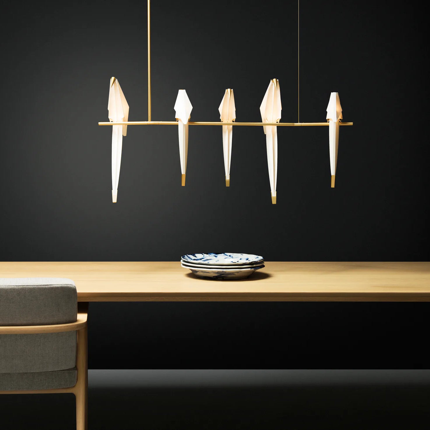 Origami Bird LED Pendant Light Modern Crane Chandelier for Dining Room and Living Space