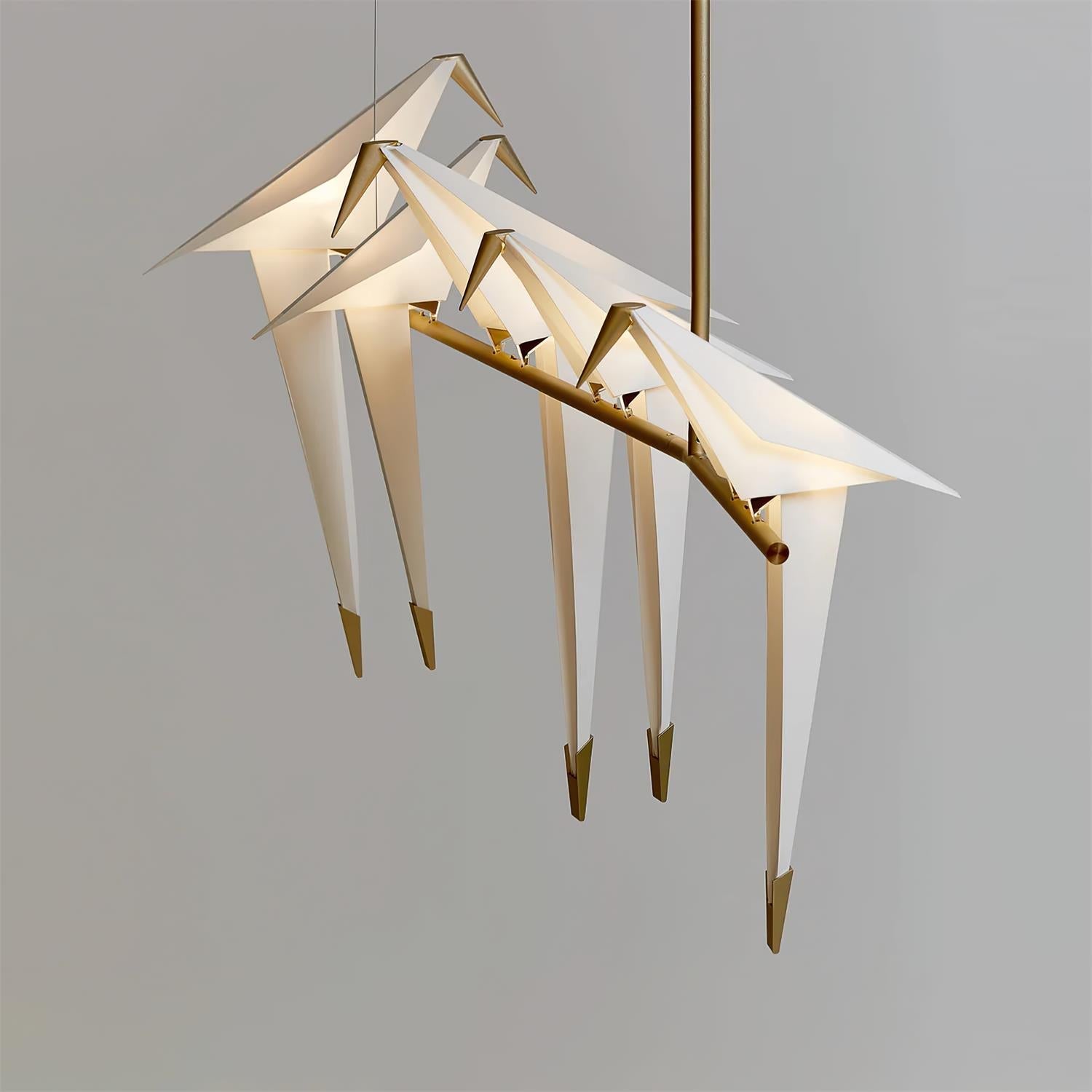 Origami Bird LED Pendant Light Modern Crane Chandelier for Dining Room and Living Space