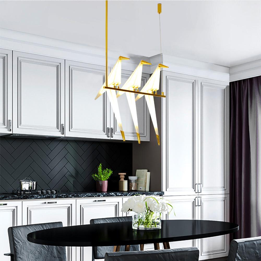 Origami Bird LED Pendant Light Modern Crane Chandelier for Dining Room and Living Space