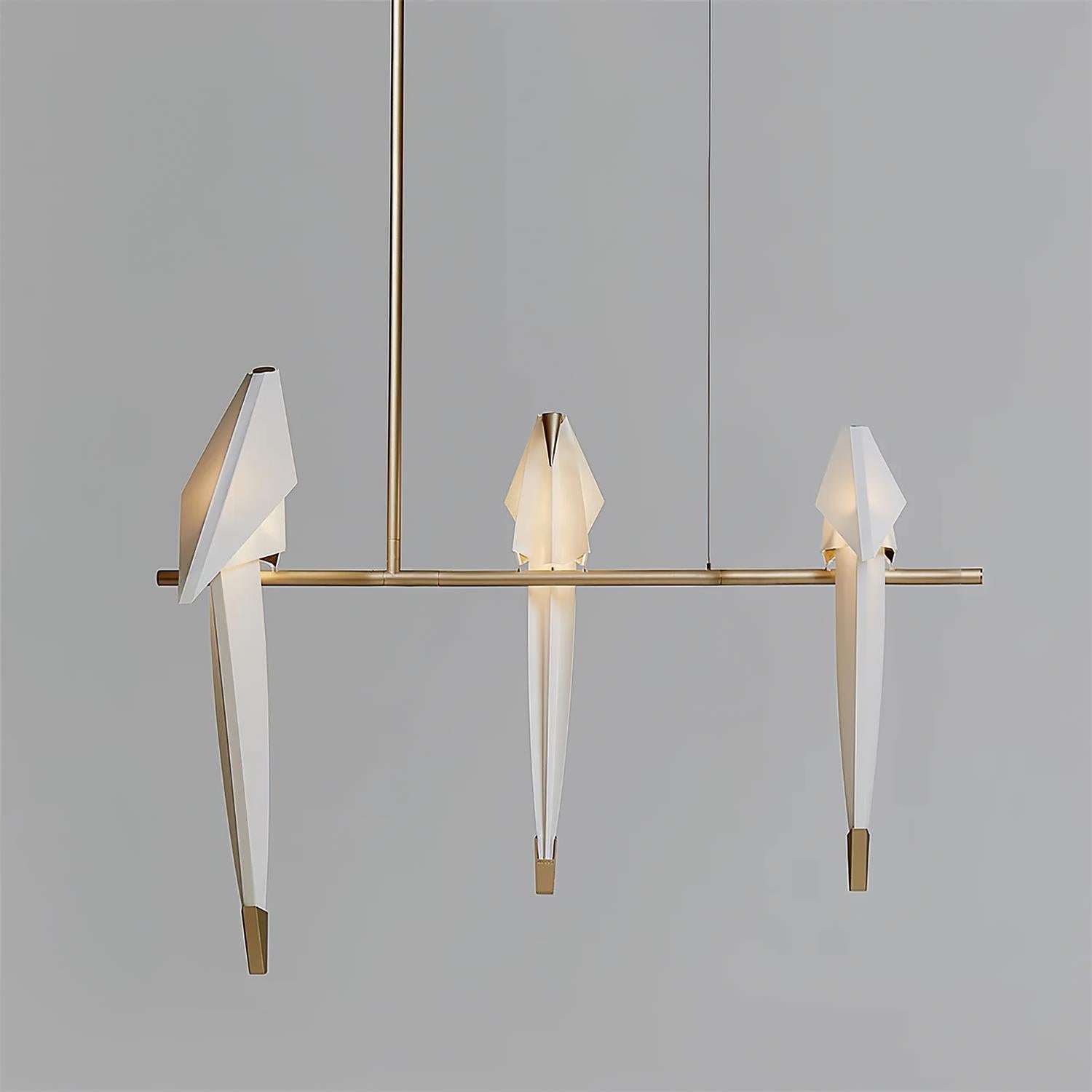 Origami Bird LED Pendant Light Modern Crane Chandelier for Dining Room and Living Space