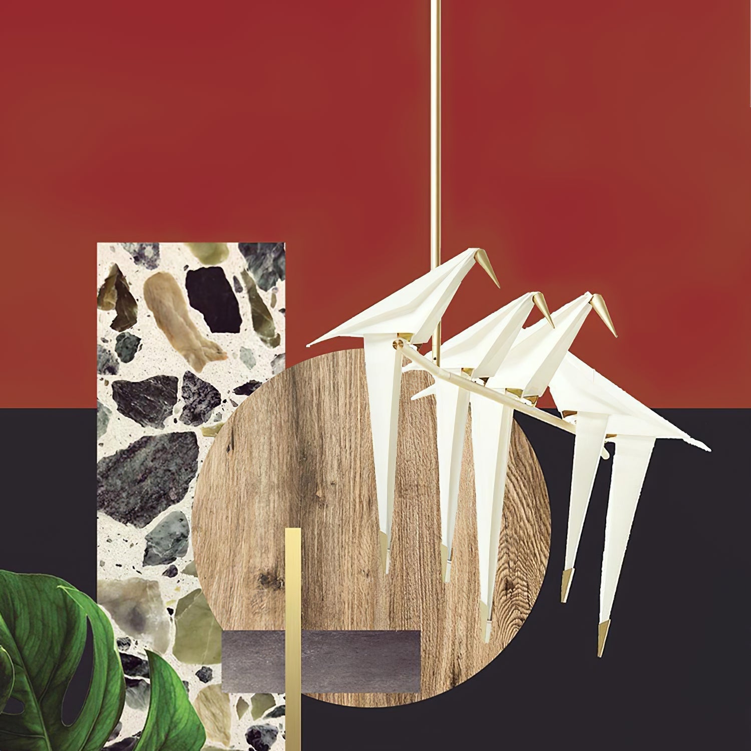 Origami Bird LED Pendant Light Modern Crane Chandelier for Dining Room and Living Space