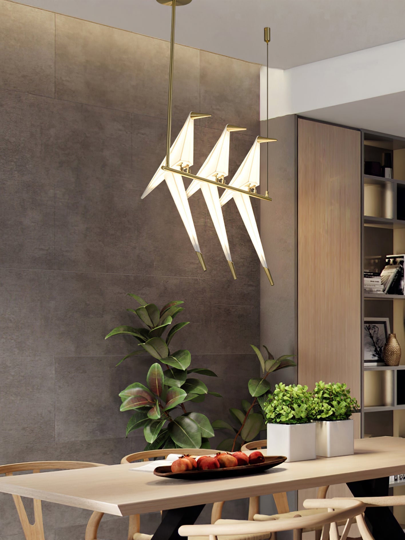 Origami Bird LED Pendant Light Modern Crane Chandelier for Dining Room and Living Space