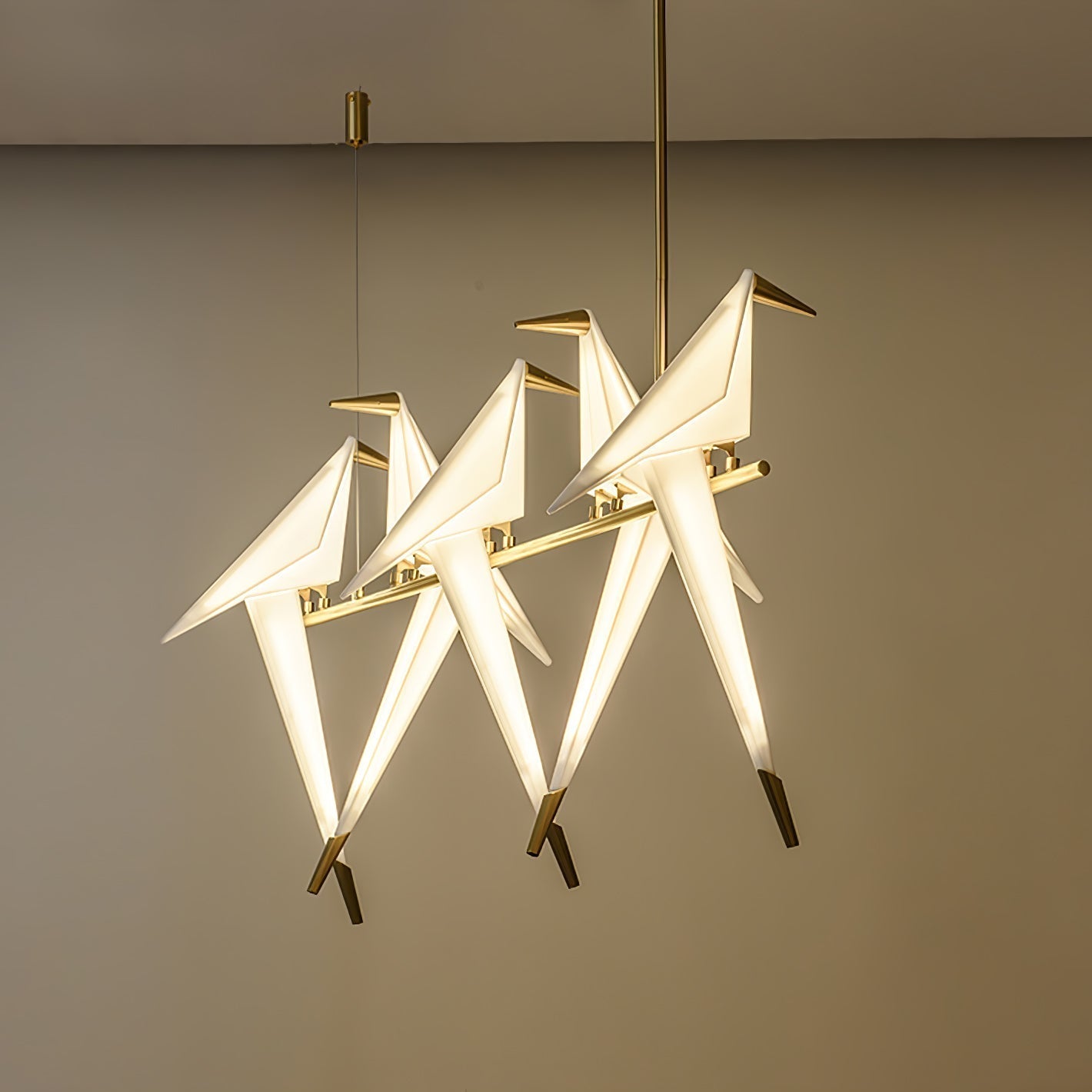 Origami Bird LED Pendant Light Modern Crane Chandelier for Dining Room and Living Space