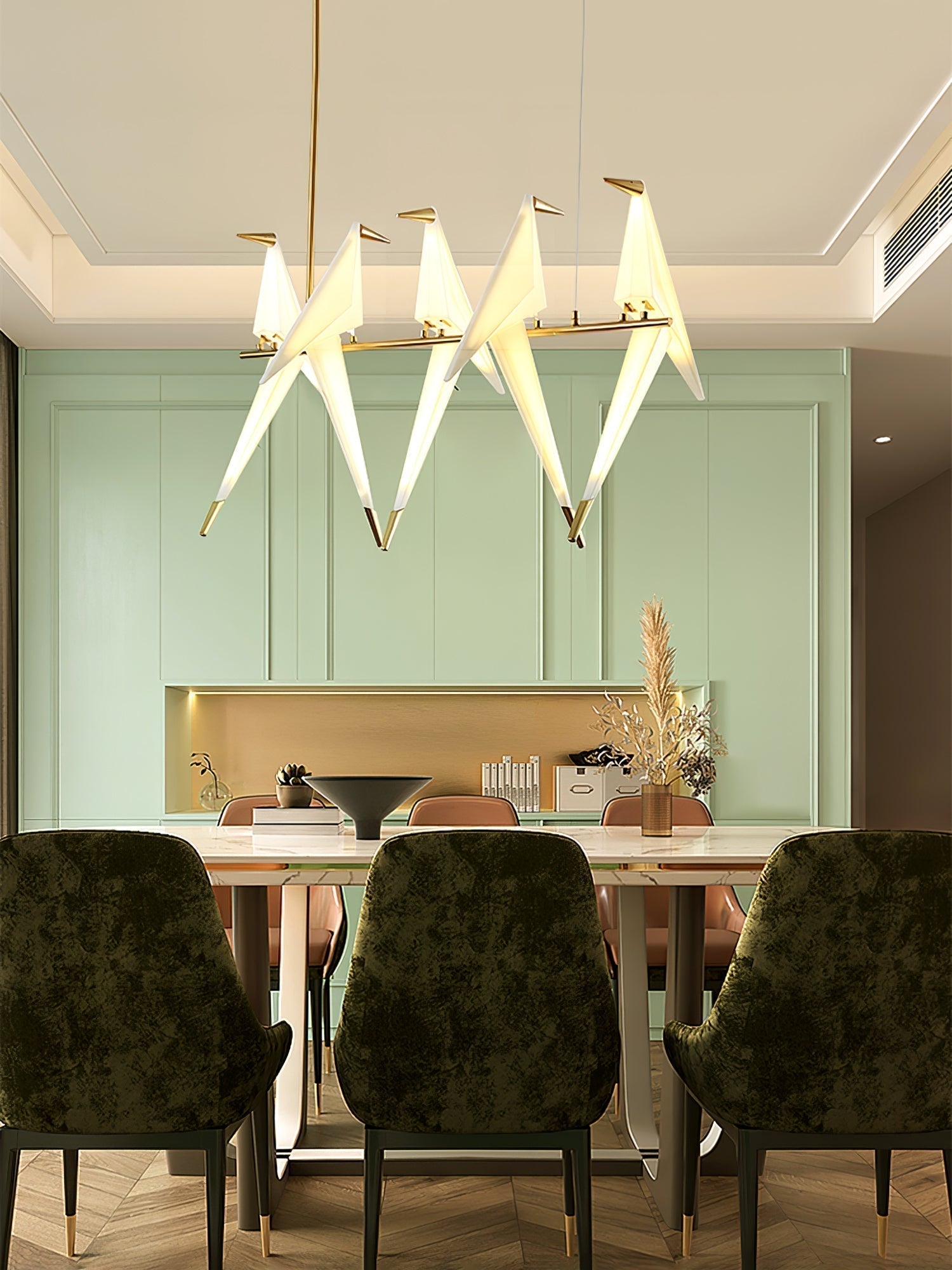 Origami Bird LED Pendant Light Modern Crane Chandelier for Dining Room and Living Space