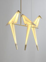 Origami Bird LED Pendant Light Modern Crane Chandelier for Dining Room and Living Space