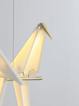 Origami Bird LED Pendant Light Modern Crane Chandelier for Dining Room and Living Space