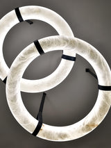 Oslo Alabaster Ring LED Pendant Hanging Light with Modern Leather Strap