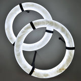 Oslo Alabaster Ring LED Pendant Hanging Light with Modern Leather Strap