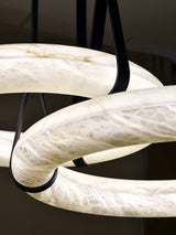 Oslo Alabaster Ring LED Pendant Hanging Light with Modern Leather Strap