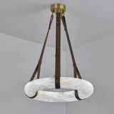 Oslo Alabaster Ring LED Pendant Hanging Light with Modern Leather Strap