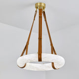 Oslo Alabaster Ring LED Pendant Hanging Light with Modern Leather Strap