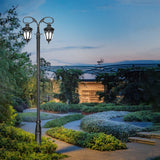 Outdoor Garden Street Light 118 Inch Dual Head LED Post Lamp Waterproof Black Aluminum