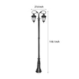 Outdoor Garden Street Light 118 Inch Dual Head LED Post Lamp Waterproof Black Aluminum
