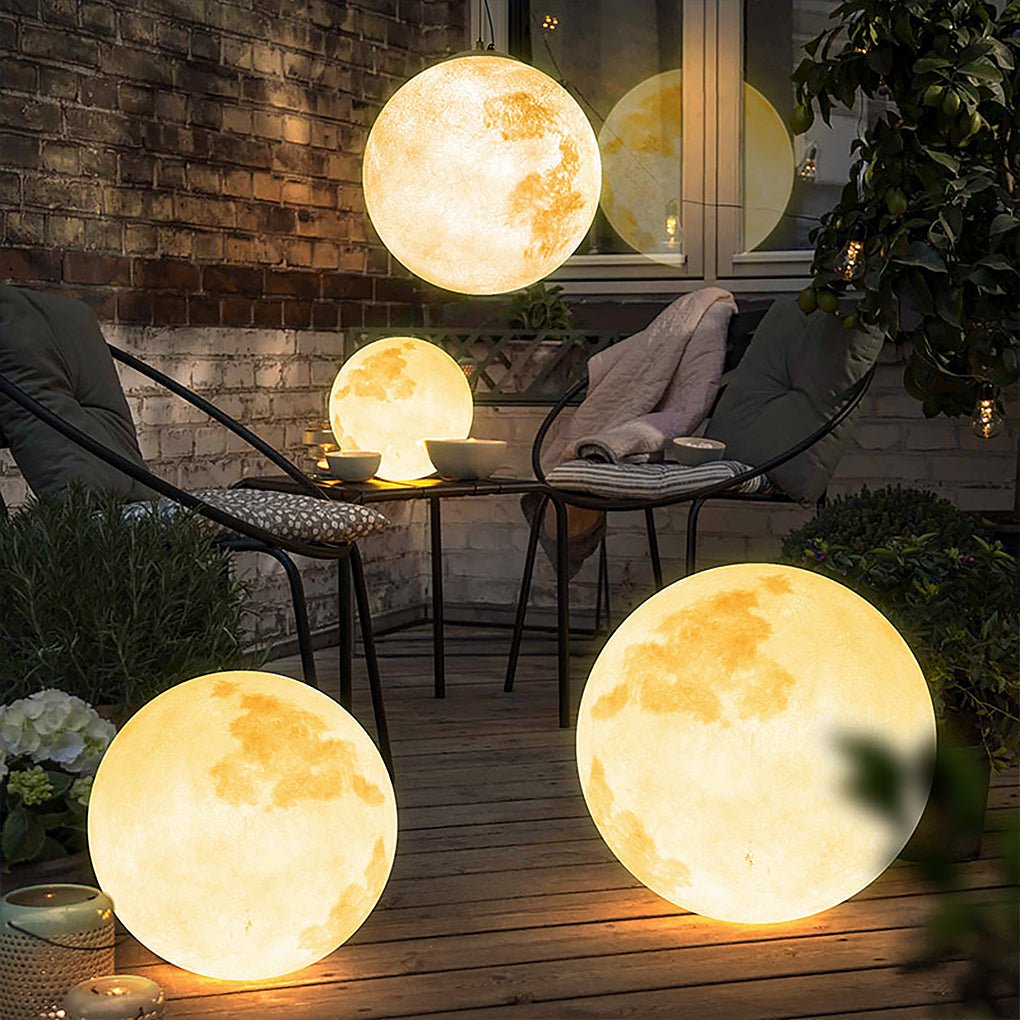 Waterproof Moon Texture Resin Outdoor Pendant Light Landscape Globe Chandelier