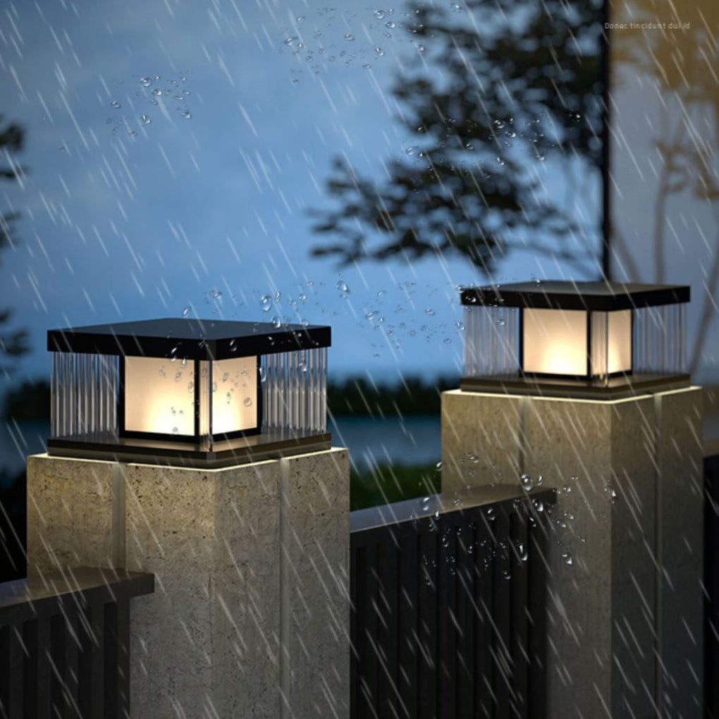 Outdoor Solar Fence Post Lights Waterproof IP65 LED Modern Black Garden Deck Lighting