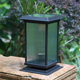 Outdoor Solar Fence Post Lights Waterproof Matte Black Aluminum Retro Glass Garden Lamp