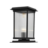 Outdoor Solar Fence Post Lights Waterproof Matte Black Aluminum Retro Glass Garden Lamp