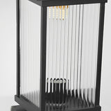 Outdoor Solar Fence Post Lights Waterproof Matte Black Aluminum Retro Glass Garden Lamp