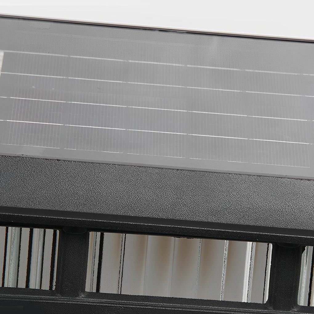 Outdoor Solar Fence Post Lights Waterproof Matte Black Aluminum Retro Glass Garden Lamp