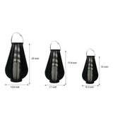 Outdoor Solar Lantern Black Woven PVC Rattan LED Decorative Garden Light for Patio and Path