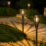 Outdoor Solar Powered Pathway Lights Black LED Waterproof Garden Landscape Lighting for Walkways