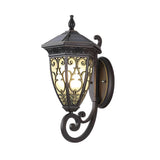 Outdoor Solar Wall Sconce Waterproof Black Aluminum Porch Light with Vintage Flower Design