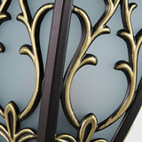 Outdoor Solar Wall Sconce Waterproof Black Aluminum Porch Light with Vintage Flower Design