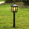 Outdoor Square Black Aluminum Retro Solar Powered Lawn Lamp Waterproof Garden Pathway Pedestal Light