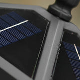 Outdoor Square Black Aluminum Retro Solar Powered Lawn Lamp Waterproof Garden Pathway Pedestal Light