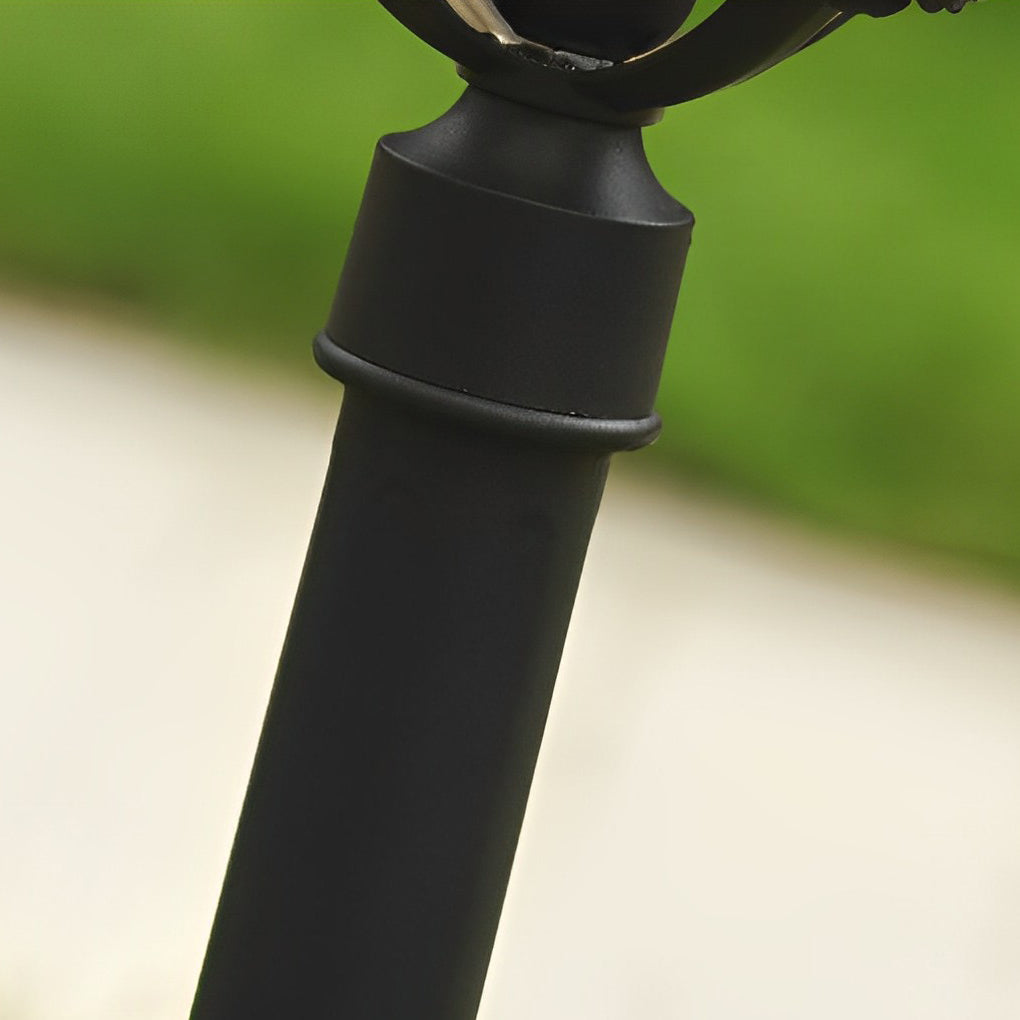 Outdoor Square Black Aluminum Retro Solar Powered Lawn Lamp Waterproof Garden Pathway Pedestal Light