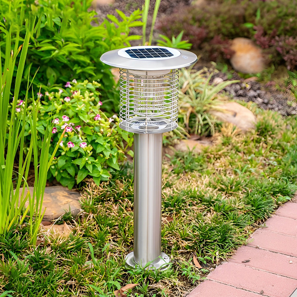 Outdoor Stainless Steel Solar Powered Bug Zapper and Waterproof Mosquito Killer LED Garden Light
