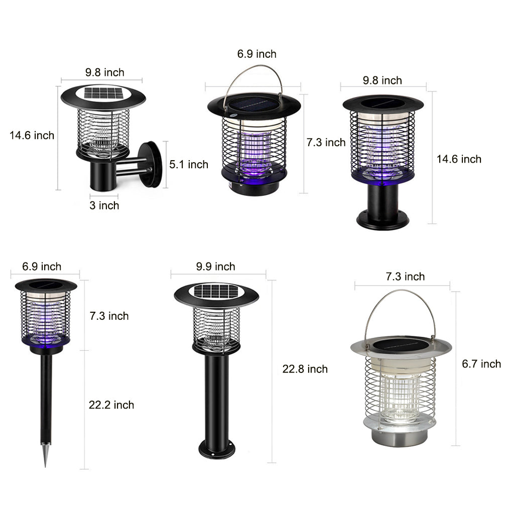 Outdoor Stainless Steel Solar Powered Bug Zapper and Waterproof Mosquito Killer LED Garden Light
