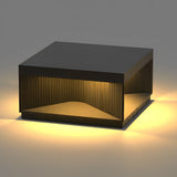 Outdoor Waterproof Black Square Solar Fence Post Light Stainless Steel Pillar Lamp for Garden Decor