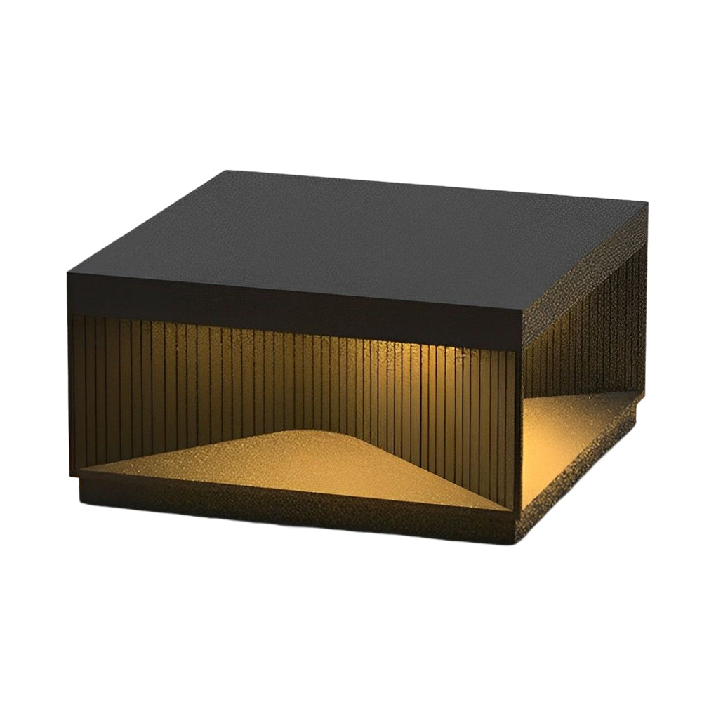 Outdoor Waterproof Black Square Solar Fence Post Light Stainless Steel Pillar Lamp for Garden Decor