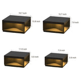 Outdoor Waterproof Black Square Solar Fence Post Light Stainless Steel Pillar Lamp for Garden Decor