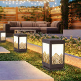 Outdoor Waterproof Lawn Lamp Classical Hollow Pattern Garden Post Light with Brown Finish