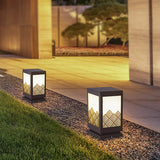 Outdoor Waterproof Lawn Lamp Classical Hollow Pattern Garden Post Light with Brown Finish