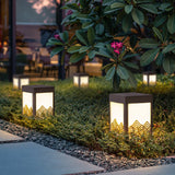 Outdoor Waterproof Lawn Lamp Classical Hollow Pattern Garden Post Light with Brown Finish