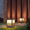 Outdoor Waterproof Lawn Lamp Classical Hollow Pattern Garden Post Light with Brown Finish