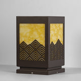 Outdoor Waterproof Lawn Lamp Classical Hollow Pattern Garden Post Light with Brown Finish