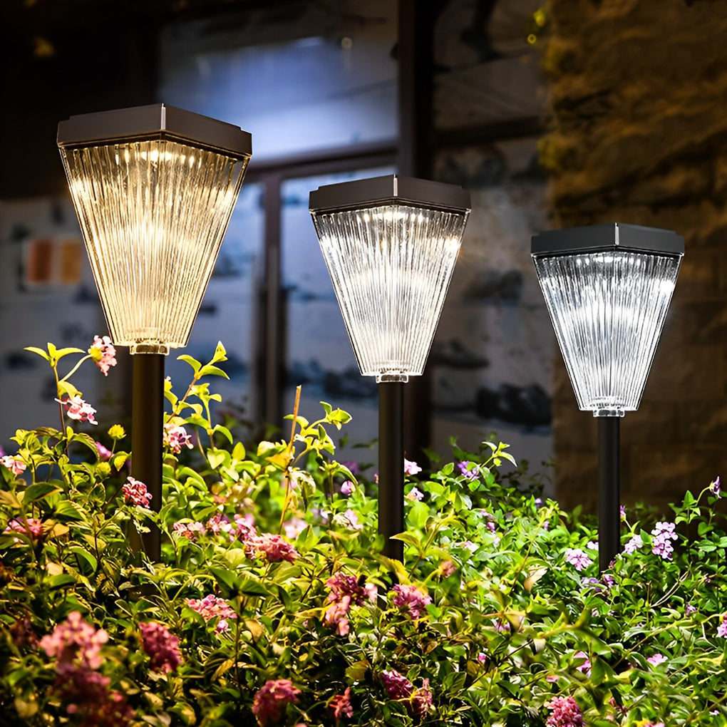 Outdoor Waterproof Square Solar Pathway Lights Dimmable LED Garden Landscape Stake and Post Lighting