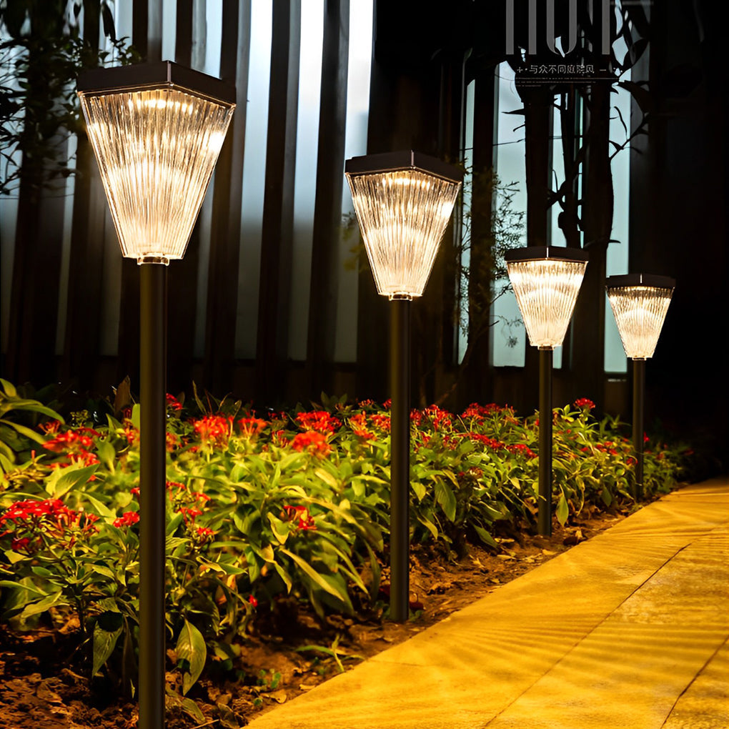 Outdoor Waterproof Square Solar Pathway Lights Dimmable LED Garden Landscape Stake and Post Lighting