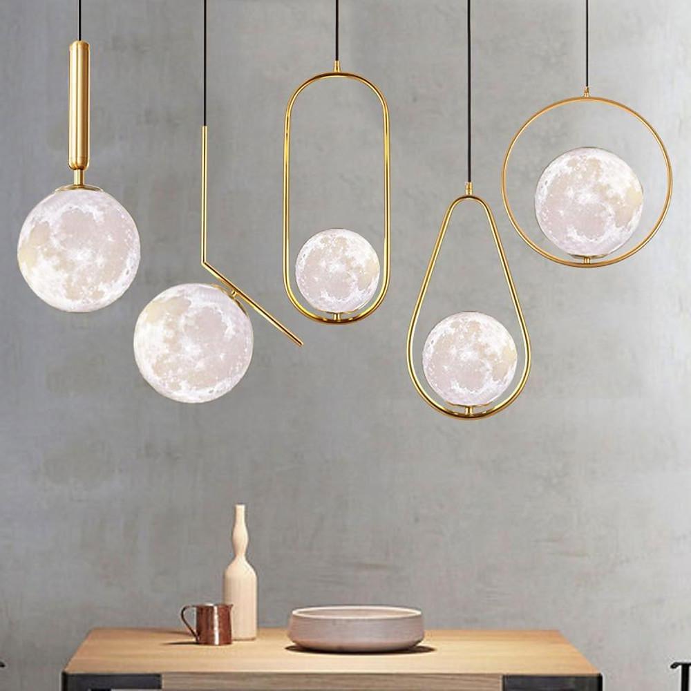 Oval Hanging Lantern LED Pendant Light with Adjustable Height and Acrylic Shade for Bedroom