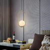 Oval Hanging Lantern LED Pendant Light with Adjustable Height and Acrylic Shade for Bedroom