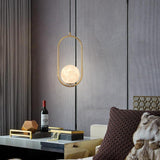 Oval Hanging Lantern LED Pendant Light with Adjustable Height and Acrylic Shade for Bedroom