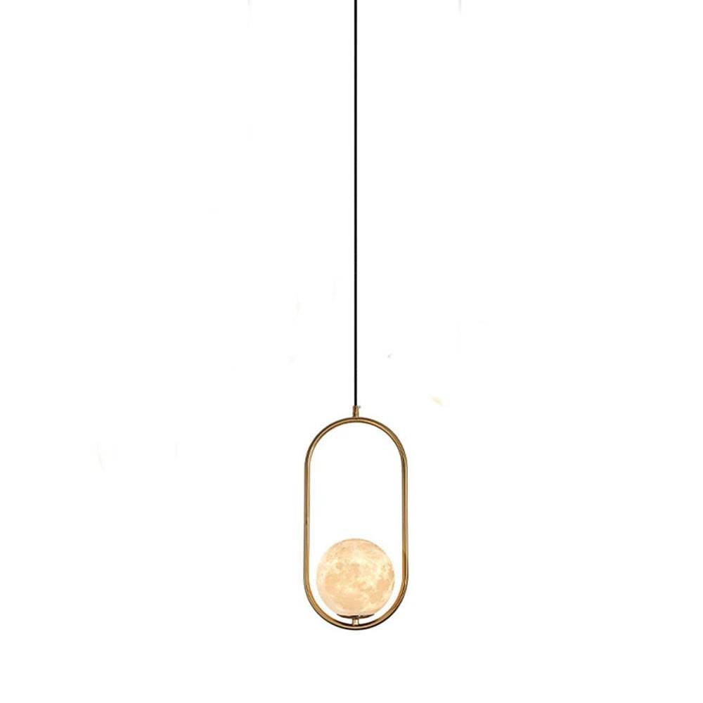 Oval Hanging Lantern LED Pendant Light with Adjustable Height and Acrylic Shade for Bedroom
