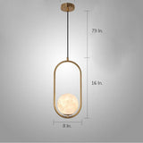 Oval Hanging Lantern LED Pendant Light with Adjustable Height and Acrylic Shade for Bedroom
